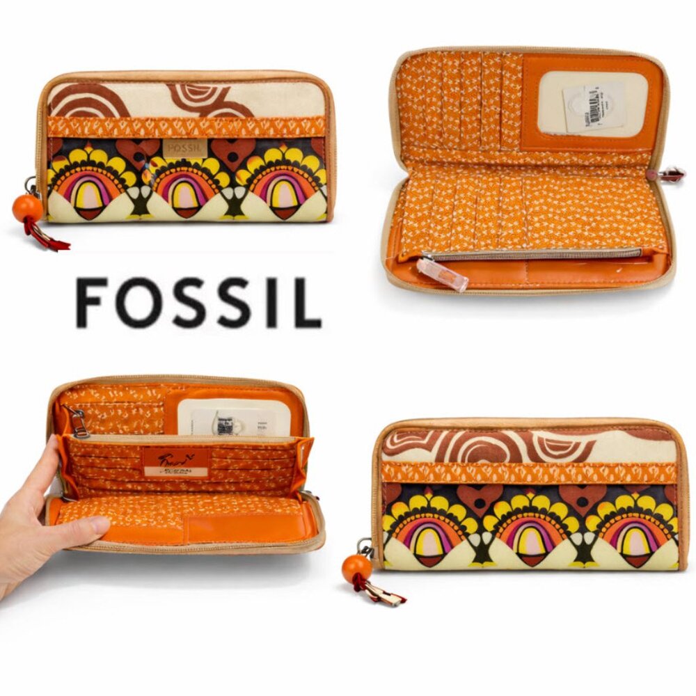 Fossil Key-Per zip-around continental clutch wallet with vibrant tribal-inspired
